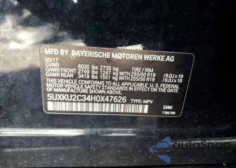 2017 BMW X6 xDrive35I from USA, damaged, VIN 5UXKU2C34H0X47626